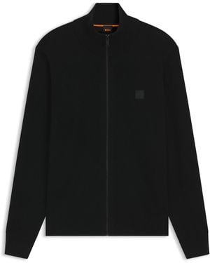 BOSS Strickjacke Aus Baumwoll-Mix Mit Kaschmir-Anteil - Schwarz