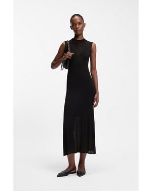 HUGO Ribbed Dress With Colour-Blocked Effect - Black