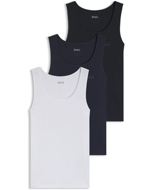 BOSS Set Van Drie Katoenen Onderhemden - Blauw