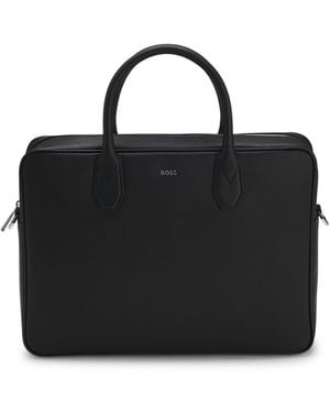 BOSS Grained Document Case With Logo Lettering - Black