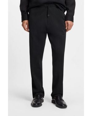 HUGO Cotton-Blend Tracksuit Bottoms With Drop-Needle Stripe - Black