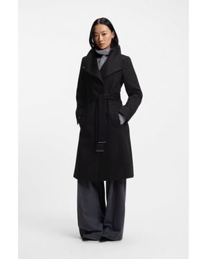 BOSS Belted Formal Coat - Black