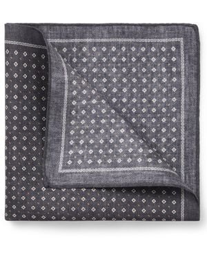 BOSS One Silk Pocket Square With Printed Pattern - Grey