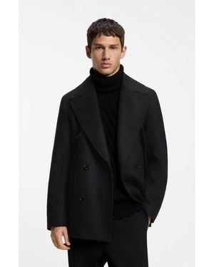 HUGO Regular-Fit Double-Breasted Coat - Black