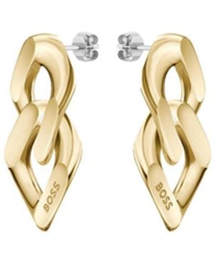 BOSS Tone Earrings With Angled Links - Metallic