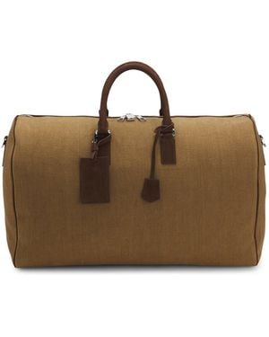 BOSS By Beckham Linen Holdall With Suede Trims - Brown
