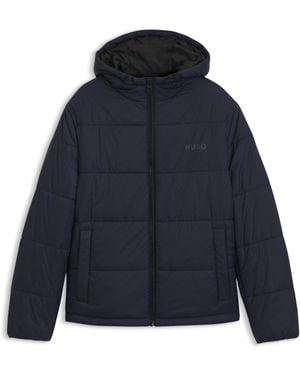 HUGO Wattierte Regular-Fit Jacke Mit Kapuze - Blau