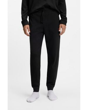 HUGO Cotton-Blend Pyjama Bottoms With Embroidered Logo - Black