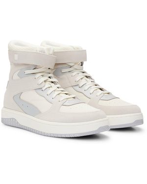 HUGO Hightop Sneakers Aus Leder Und Veloursleder - Weiß