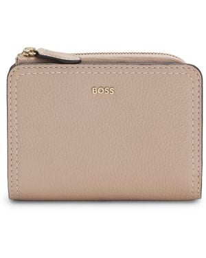 BOSS Cartera De Piel Granulada Con Letras De Logo Metálicas - Neutro