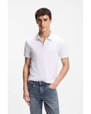 BOSS Stretch-Cotton Slim-Fit Polo Shirt With Logo Patch - White