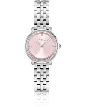 BOSS Horloge Met Roze Wijzerplaat En Geschakelde Polsband - Wit