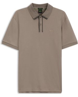 BOSS Polo De Algodón Interlock Con Ribetes A Rayas - Multicolor