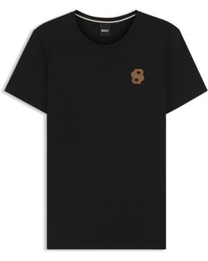BOSS Equestrian Stretch-Cotton T-Shirt With Double B Monogram - Black