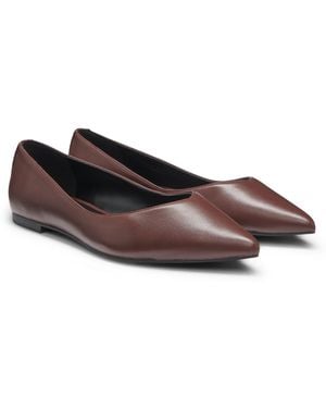 HUGO Ballerines En Cuir Nappa Avec Finition À Logo Revisité - Marron
