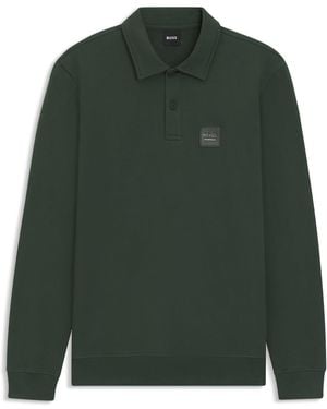 BOSS Polo De Punto De Algodón Elástico Para Equitación Con Aplique De Logo - Verde