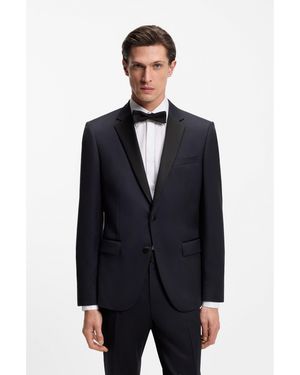 BOSS Tuxedo Jacket In Virgin-wool Serge - Blue