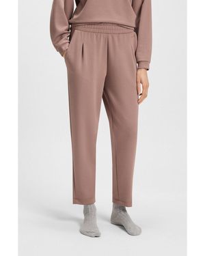 BOSS Tapered-Fit Tracksuit Bottoms With Gloss Piping - Natural