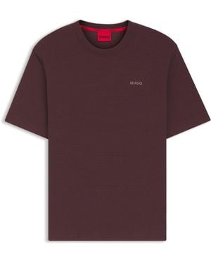 HUGO T-Shirt Del Pigiama Con Lavorazione A Nido D'Ape E Logo Ricamato - Rosso