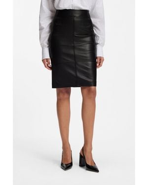 BOSS Regular-fit Pencil Skirt In Soft Leather - Black