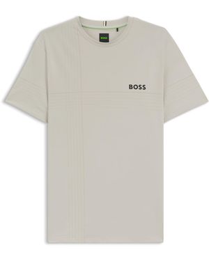 BOSS Slim-Fit Actief T-Shirt Van Stretchjersey Met Vochtbeheersing - Wit