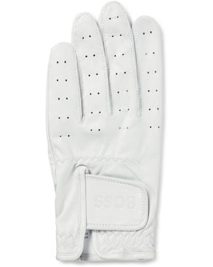 BOSS Perforierter Handschuh Aus Nappaleder Mit Klettverschluss - Weiß