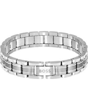 BOSS Modern Bracelet With Understated Brand Details - Metallic