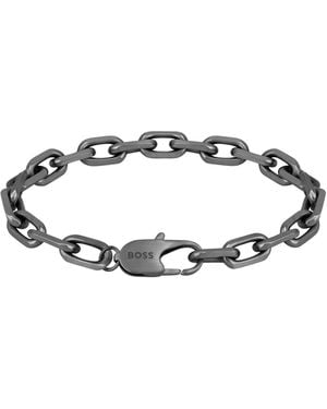BOSS Plated Steel Cuff With Branded Clasp - Metallic