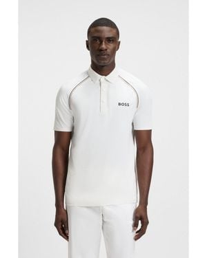 BOSS Active Slim-Fit Polo Shirt With Odour Control - White