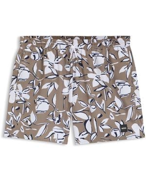 BOSS Badeshorts Mit Durchgehendem Print - Weiß