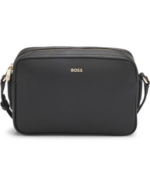 BOSS Crossbodytas Van Generfd Leer Met Logoletters - Zwart