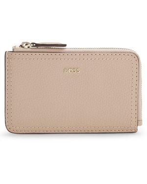 BOSS Tarjetero En Piel Granulada Con Letras De Logo - Neutro