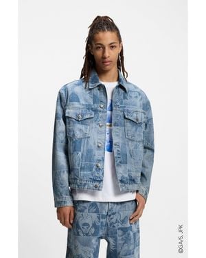 HUGO X Jujutsu Kaisen Denim Jacket With Character Print - Blue