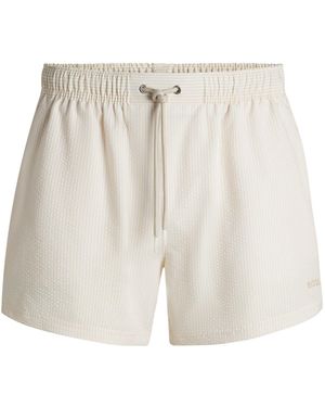 BOSS Badeshorts Aus Gestreiftem Seersucker-Gewebe - Natur
