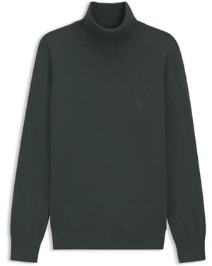 BOSS Jersey De Cuello Vuelto De Algodón Y Cashmere Con Aplique De Logo - Verde