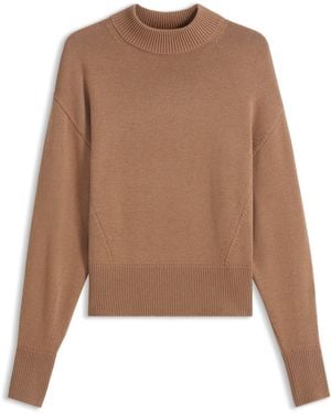 HUGO Jersey Relaxed Fit De Punto Con Cuello Medio - Marrón