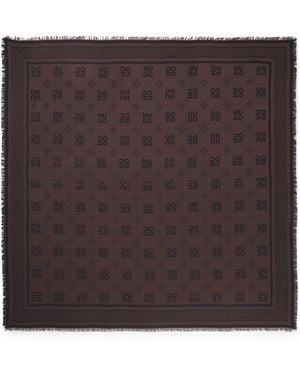 HUGO Modal Scarf With Stacked-Logo Jacquard - Brown