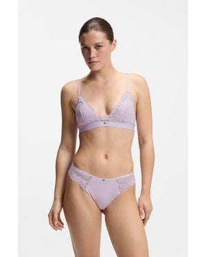 BOSS Lace Briefs With Mesh Pleating And Charm - Pink