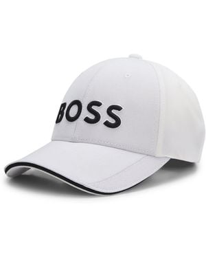 BOSS Knitted-Piqué Six-Panel Cap With Embroidered Logo - White