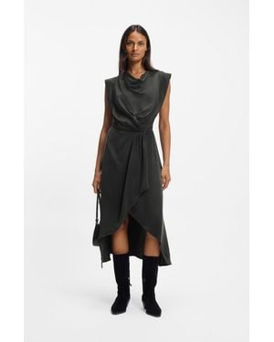 BOSS Light Gray Women's Midi Dresses Size 4 - Black