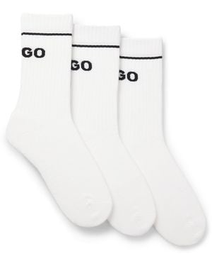 HUGO Lot De Trois Paires De Chaussettes Mi-Mollet En Coton Mélangé - Blanc