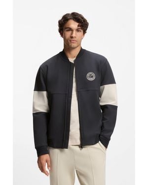 BOSS Cotton-Blend Sweatshirt With Tennis-Themed Logo - Black