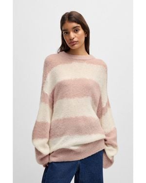 HUGO Oversized-Fit Jumper With Irregular Block Stripes - Multicolour