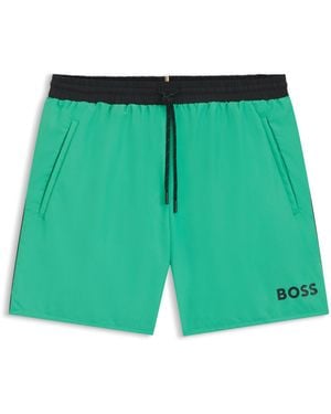 BOSS Badeshorts Mit Kontrast-Logo - Grün