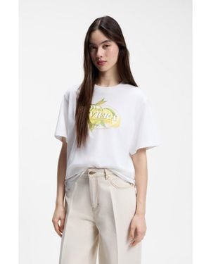 HUGO Cotton-Jersey T-Shirt With Logo Artwork - White