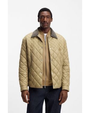 BOSS Water-Repellent Jacket With Mixed Quilting - Natural