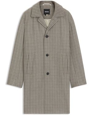 BOSS Mantel Met Klassieke Pasvorm En Ruitdessin - Grijs