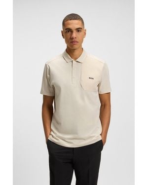 BOSS Light Beige Men's Polo Shirts Size M - Natural