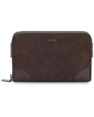 HUGO Faux-Leather Crossbody Bag With Adjustable Strap - Brown