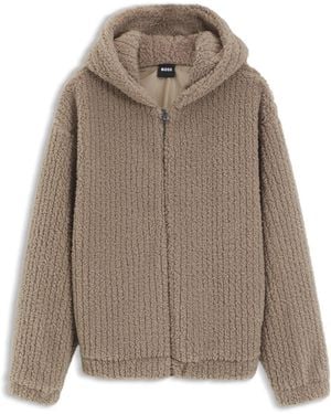 BOSS Sudadera Con Cremallera Y Capucha Confeccionada En Tejido De Peluche - Neutro